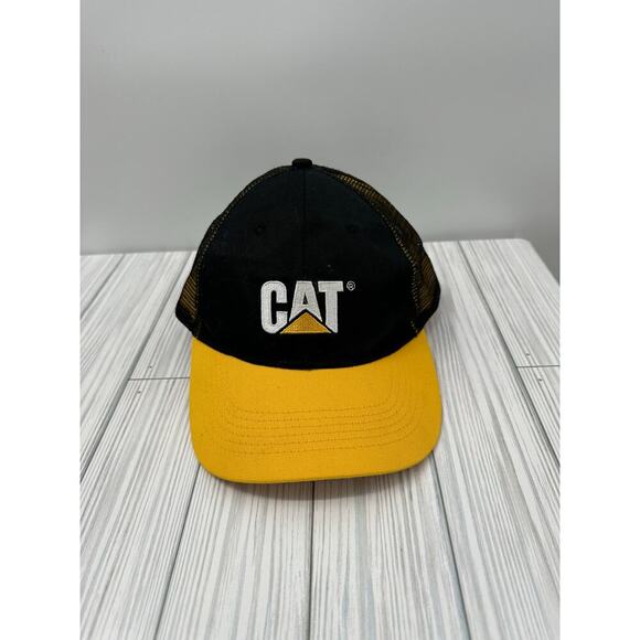 Caterpillar CAT Men's Black and Yellow Mesh Snapback Hat Adjustable Hat - Picture 3 of 5